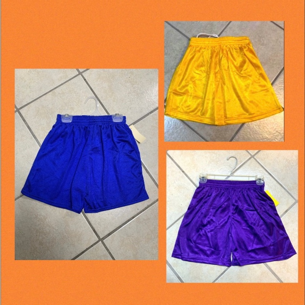 Kids Gold Purple or Royal Blue Micro Mesh 5” Inseam Athletic Shorts Choose 1 NWT
